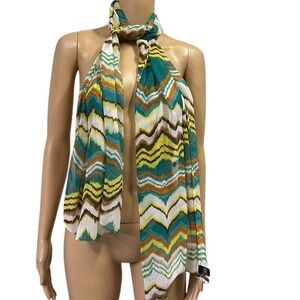2 Chic Semi Sheer Multicolor Scarf Wrap 67 x 17.5 inches